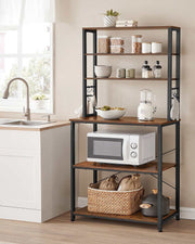 Freestanding Kitchen Storage Rack with 6 Tiers and Hooks for Pots and Utensils by Vasagle