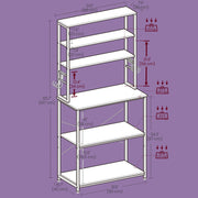 Kitchen Baker's Rack with 6 Shelves and Hooks Coffee Bar Storage Organiser by Vasagle