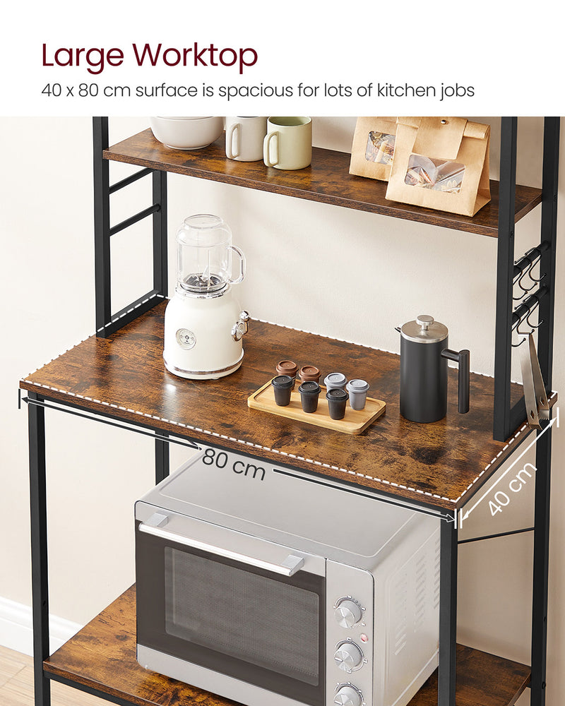 Freestanding Kitchen Storage Rack with 6 Tiers and Hooks for Pots and Utensils by Vasagle