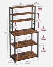 Freestanding Kitchen Storage Rack with 6 Tiers and Hooks for Pots and Utensils by Vasagle