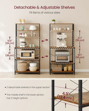 Freestanding Kitchen Storage Rack with 6 Tiers and Hooks for Pots and Utensils by Vasagle