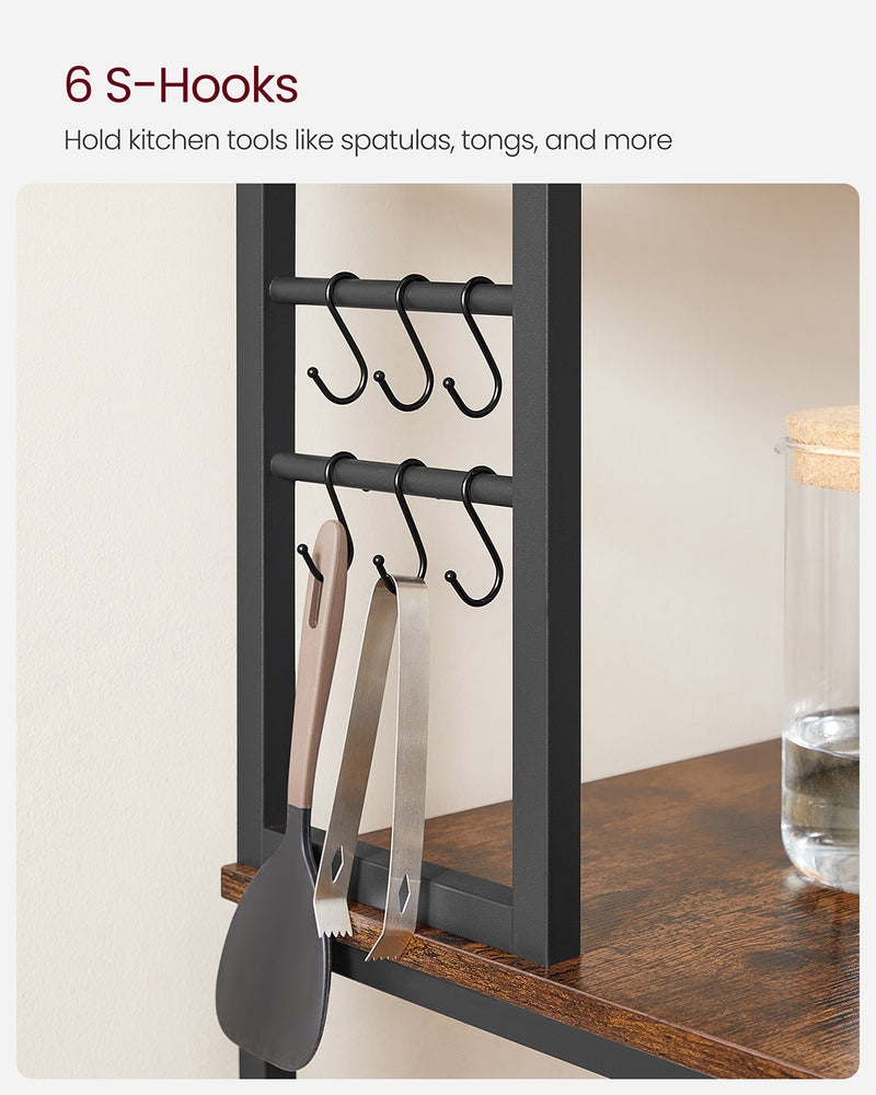 Freestanding Kitchen Storage Rack with 6 Tiers and Hooks for Pots and Utensils by Vasagle