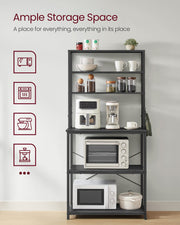 Charcoal Grey and Black Kitchen Storage Rack with Shelves 40x80x167 cm by Vasagle