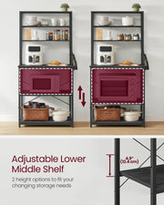 Charcoal Grey and Black Kitchen Storage Rack with Shelves 40x80x167 cm by Vasagle