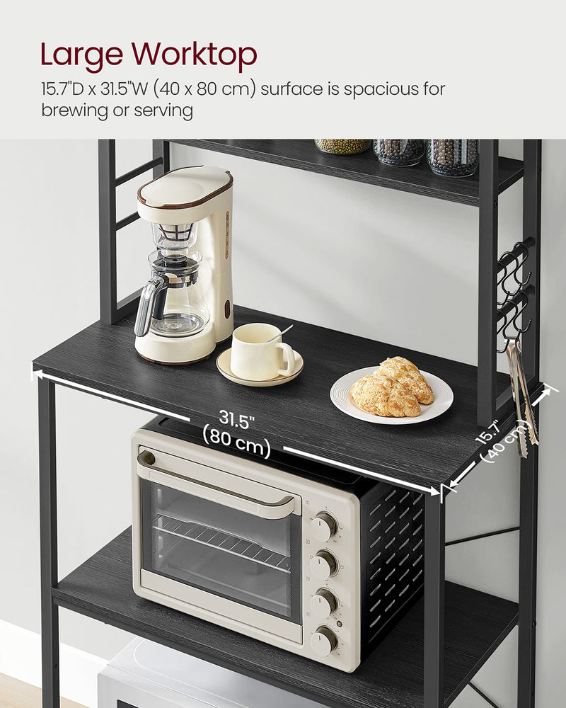 Charcoal Grey and Black Kitchen Storage Rack with Shelves 40x80x167 cm by Vasagle