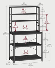 Charcoal Grey and Black Kitchen Storage Rack with Shelves 40x80x167 cm by Vasagle