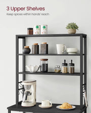 Charcoal Grey and Black Kitchen Storage Rack with Shelves 40x80x167 cm by Vasagle