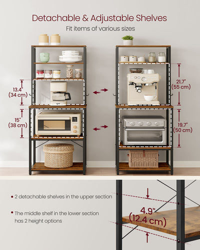 6 Tier Kitchen Storage Rack with Hooks for Pots Pans and Utensils by Vasagle