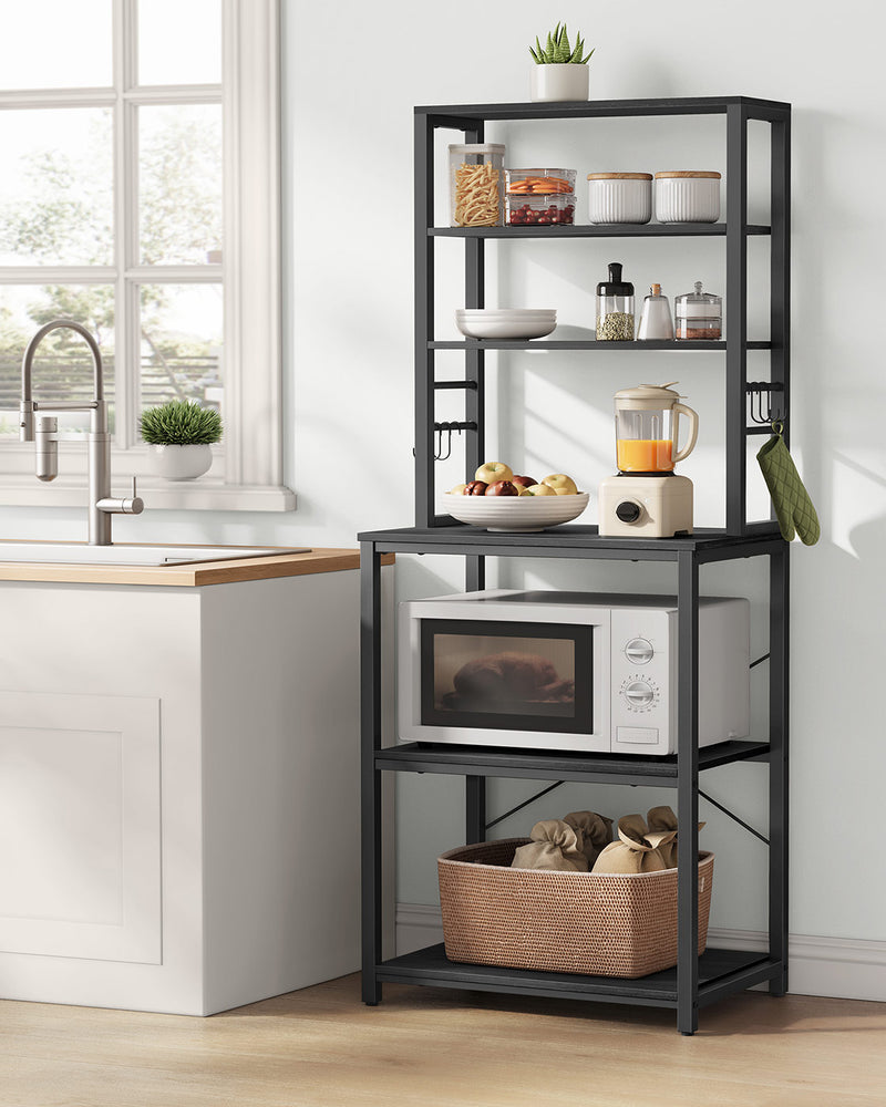 Charcoal Grey Kitchen Storage Rack with Shelves 40x60x167 cm Space Saving Unit by Vasagle