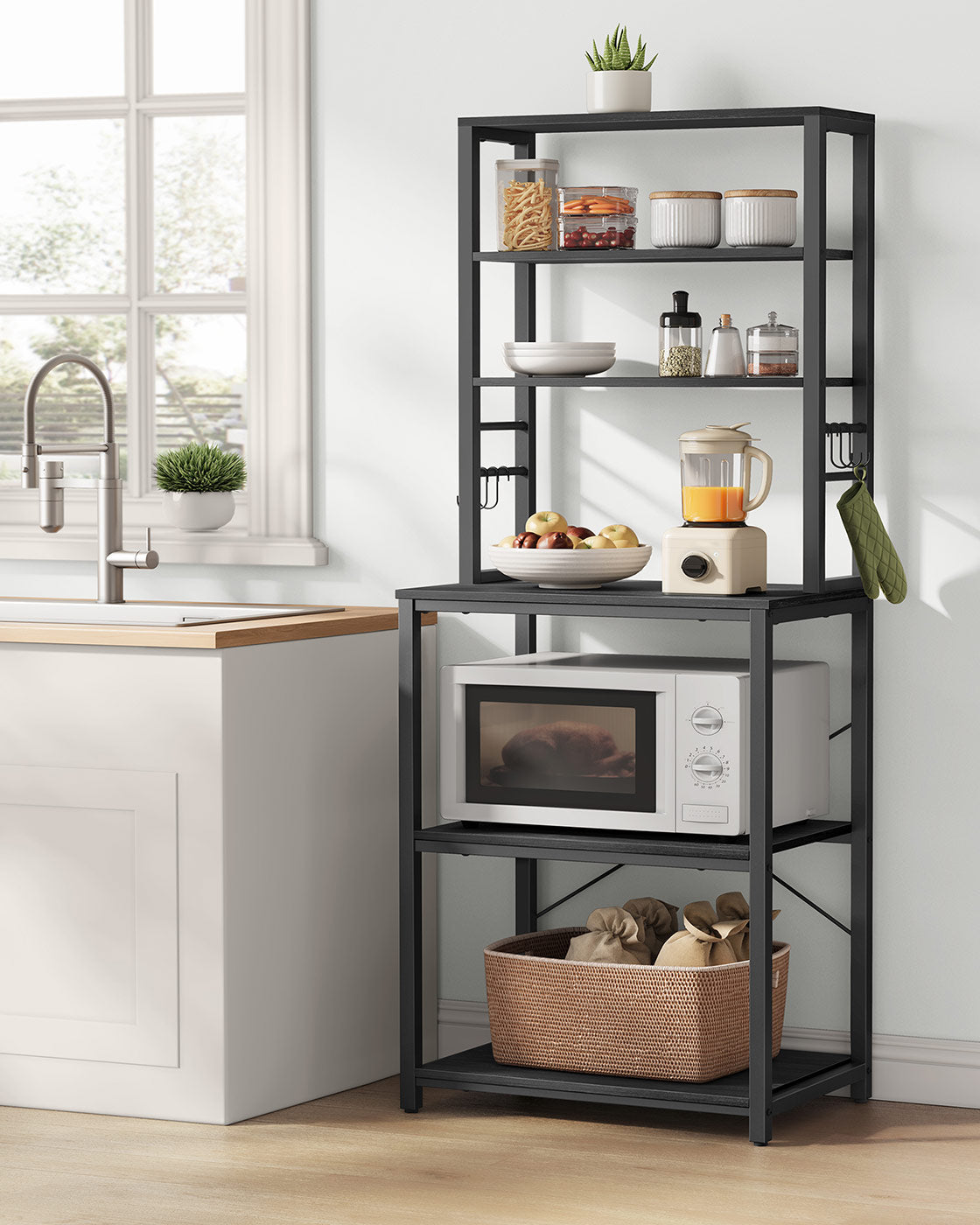 Vasagle Charcoal Grey Kitchen Storage Rack With Shelves | Opal Retail