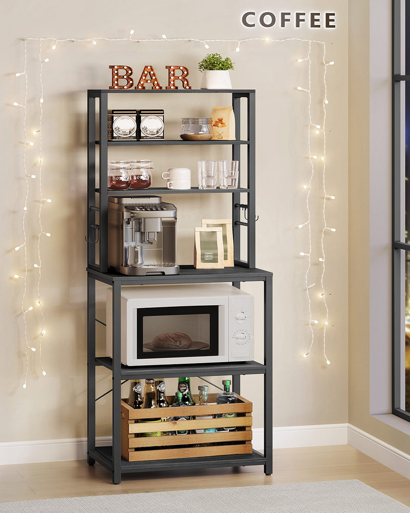 Charcoal Grey Kitchen Storage Rack with Shelves 40x60x167 cm Space Saving Unit by Vasagle