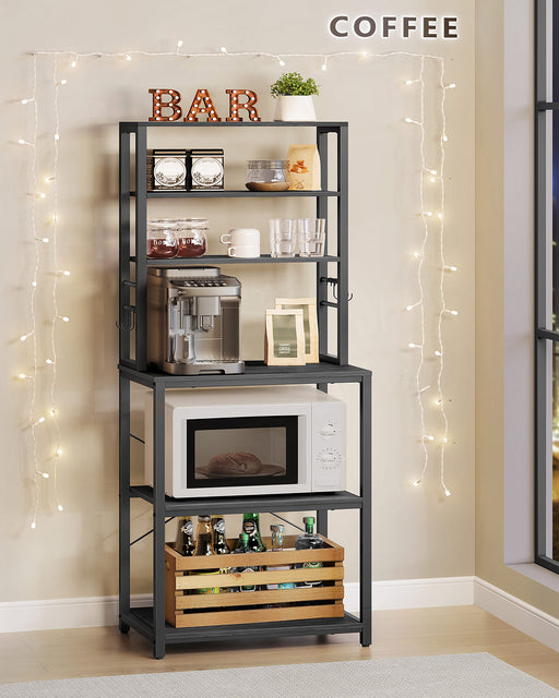 Charcoal Grey Kitchen Storage Rack with Shelves 40x60x167 cm Space Saving Unit by Vasagle