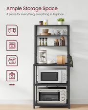 Charcoal Grey Kitchen Storage Rack with Shelves 40x60x167 cm Space Saving Unit by Vasagle