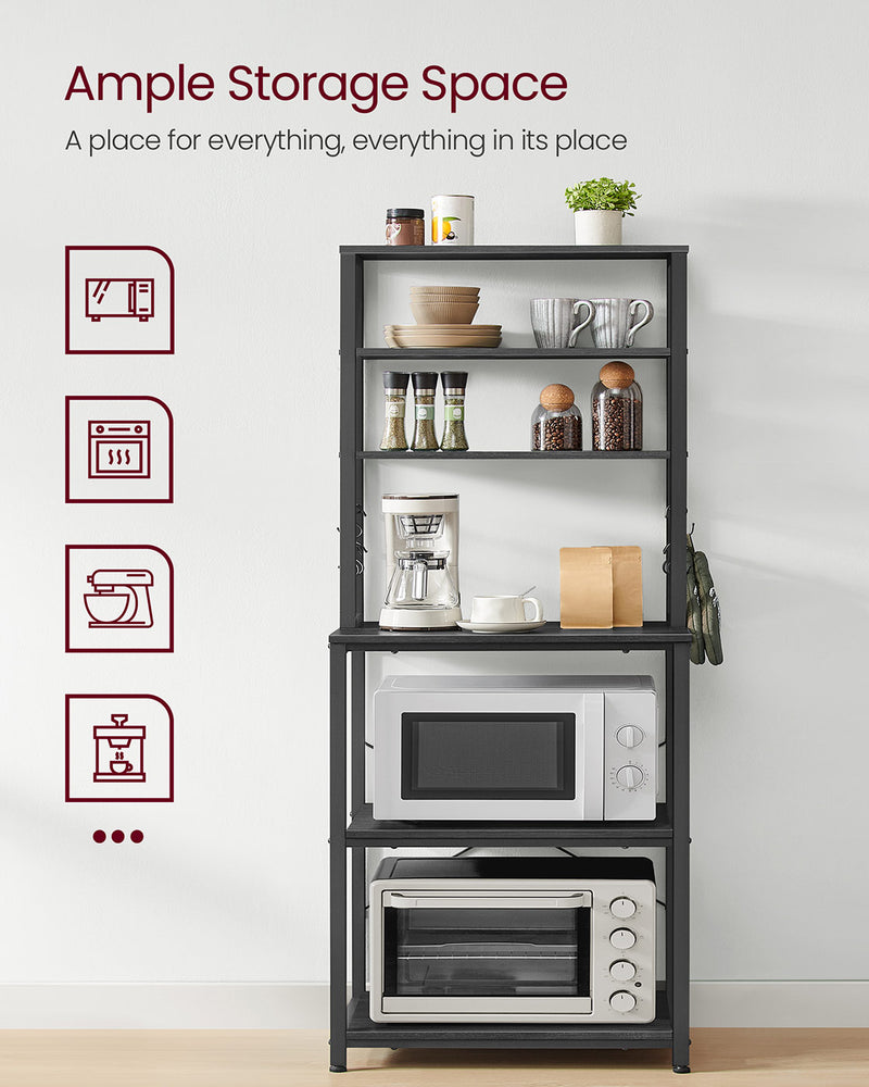 Charcoal Grey Kitchen Storage Rack with Shelves 40x60x167 cm Space Saving Unit by Vasagle