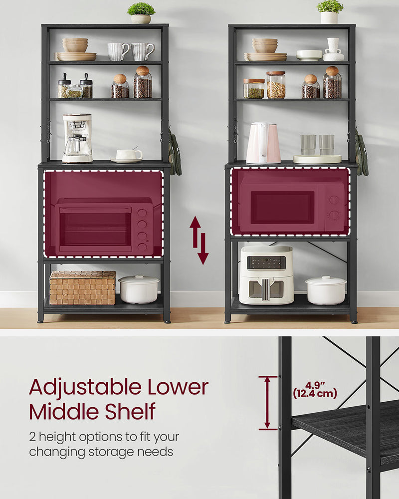 Charcoal Grey Kitchen Storage Rack with Shelves 40x60x167 cm Space Saving Unit by Vasagle