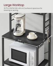 Charcoal Grey Kitchen Storage Rack with Shelves 40x60x167 cm Space Saving Unit by Vasagle