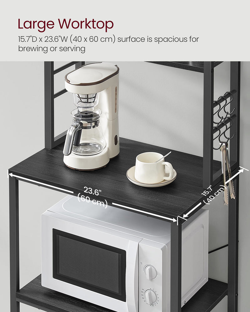 Charcoal Grey Kitchen Storage Rack with Shelves 40x60x167 cm Space Saving Unit by Vasagle