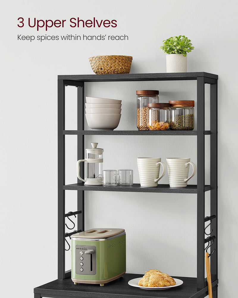 Charcoal Grey Kitchen Storage Rack with Shelves 40x60x167 cm Space Saving Unit by Vasagle