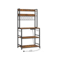 Rustic Brown and Black Kitchen Storage Rack 80 cm Wide with Shelves and Steel Frame by Vasagle