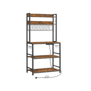 Rustic Brown and Black Kitchen Storage Rack 80 cm Wide with Shelves and Steel Frame by Vasagle
