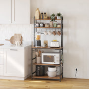 Rustic Brown and Black Kitchen Storage Rack 80 cm Wide with Shelves and Steel Frame by Vasagle