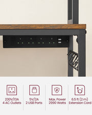 Rustic Brown and Black Kitchen Storage Rack 80 cm Wide with Shelves and Steel Frame by Vasagle