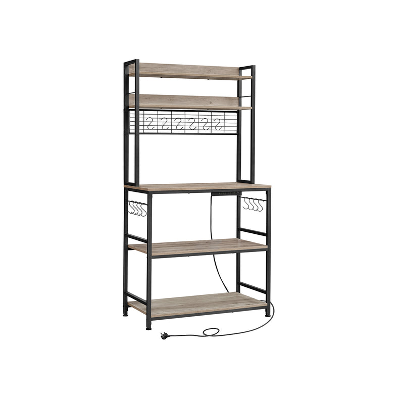 80 cm Wide Kitchen Storage Rack with Shelves in Greige and Black by Vasagle