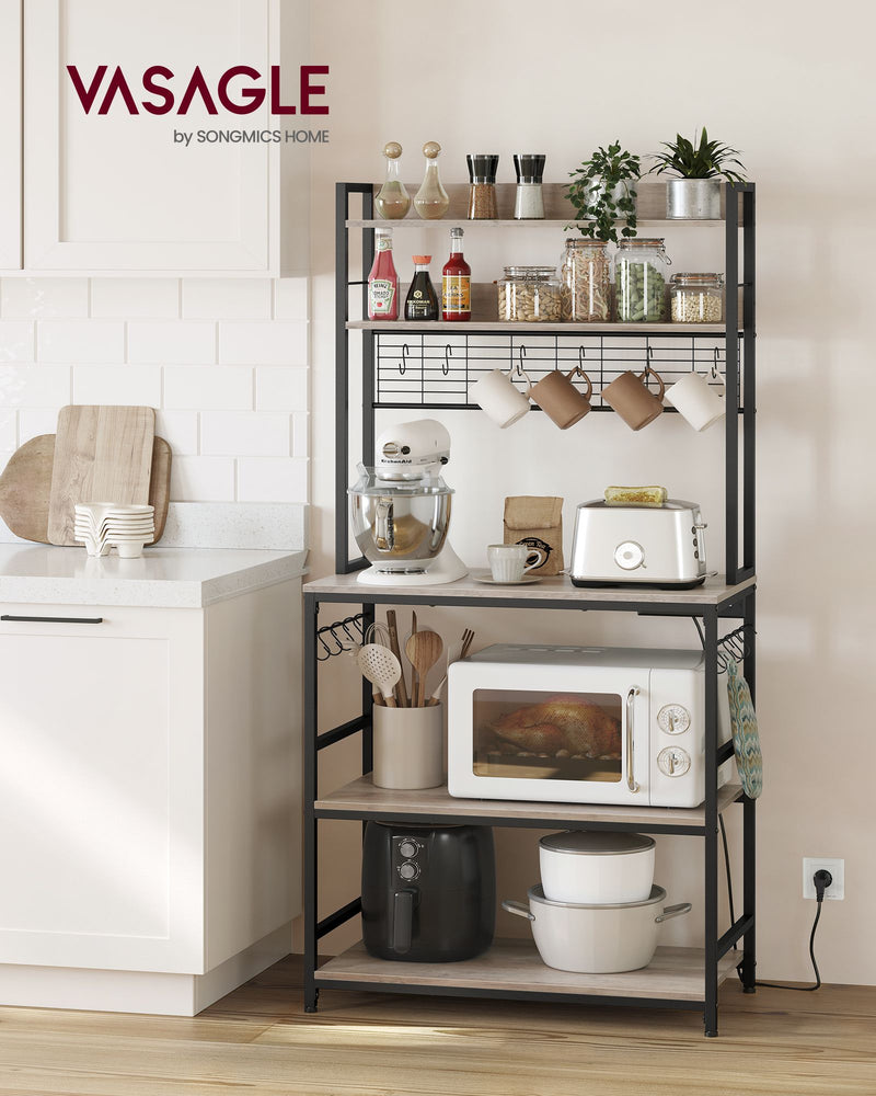80 cm Wide Kitchen Storage Rack with Shelves in Greige and Black by Vasagle