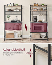 80 cm Wide Kitchen Storage Rack with Shelves in Greige and Black by Vasagle