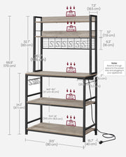 80 cm Wide Kitchen Storage Rack with Shelves in Greige and Black by Vasagle