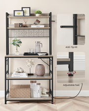 80 cm Wide Kitchen Storage Rack with Shelves in Greige and Black by Vasagle