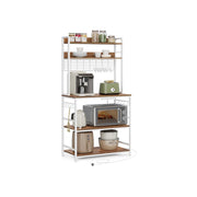 Rustic Walnut and White Kitchen Storage Rack with Power Outlet and Shelves by Vasagle