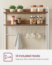 Rustic Walnut and White Kitchen Storage Rack with Power Outlet and Shelves by Vasagle