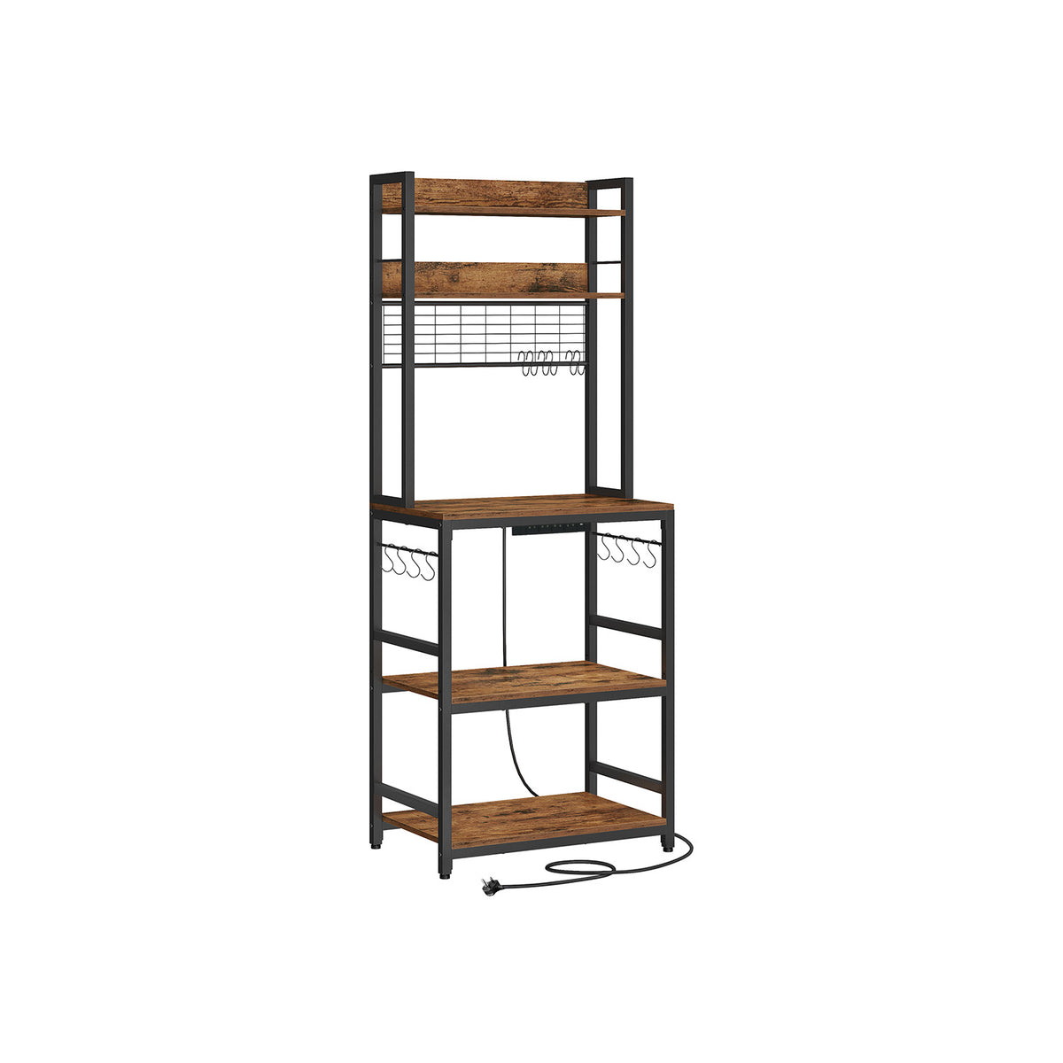 Vasagle Kitchen Storage Rack With Shelves & Power Outlet 60x40x170cm ...