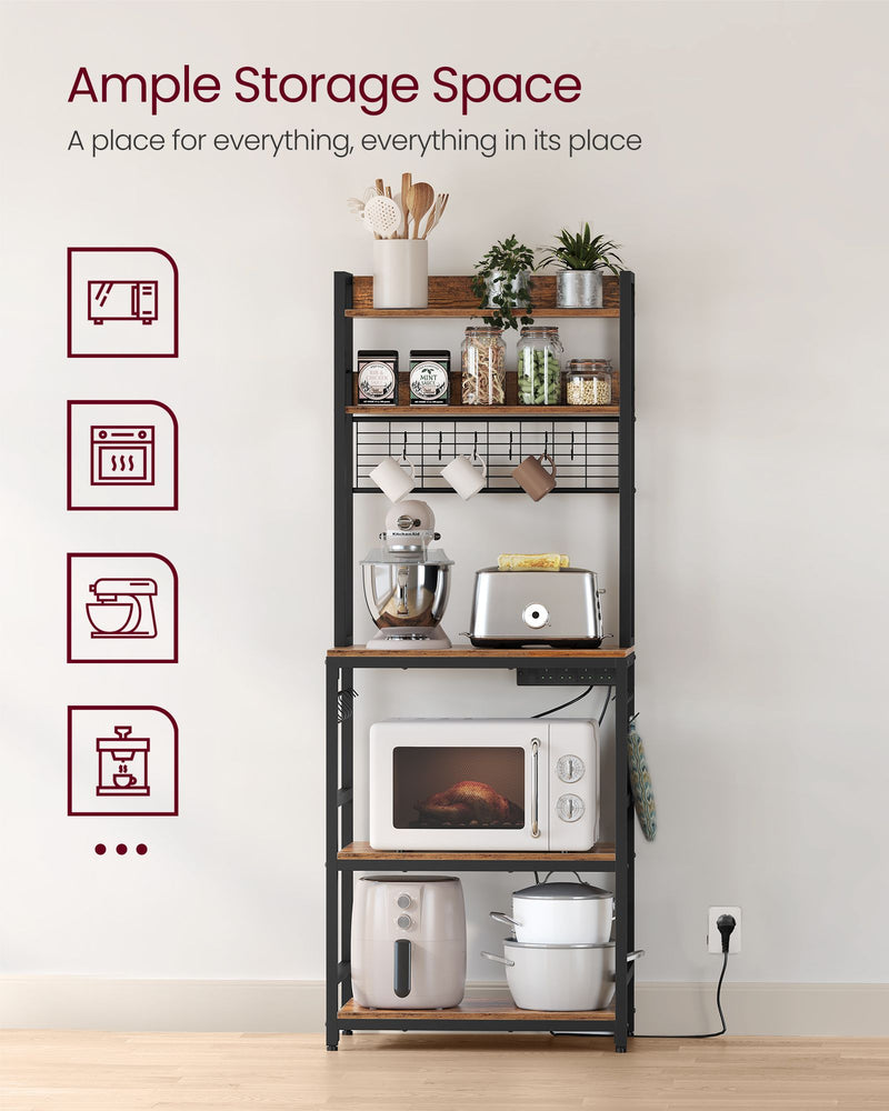 Kitchen Storage Rack with Shelves and Built In Power Outlet for Appliances by Vasagle