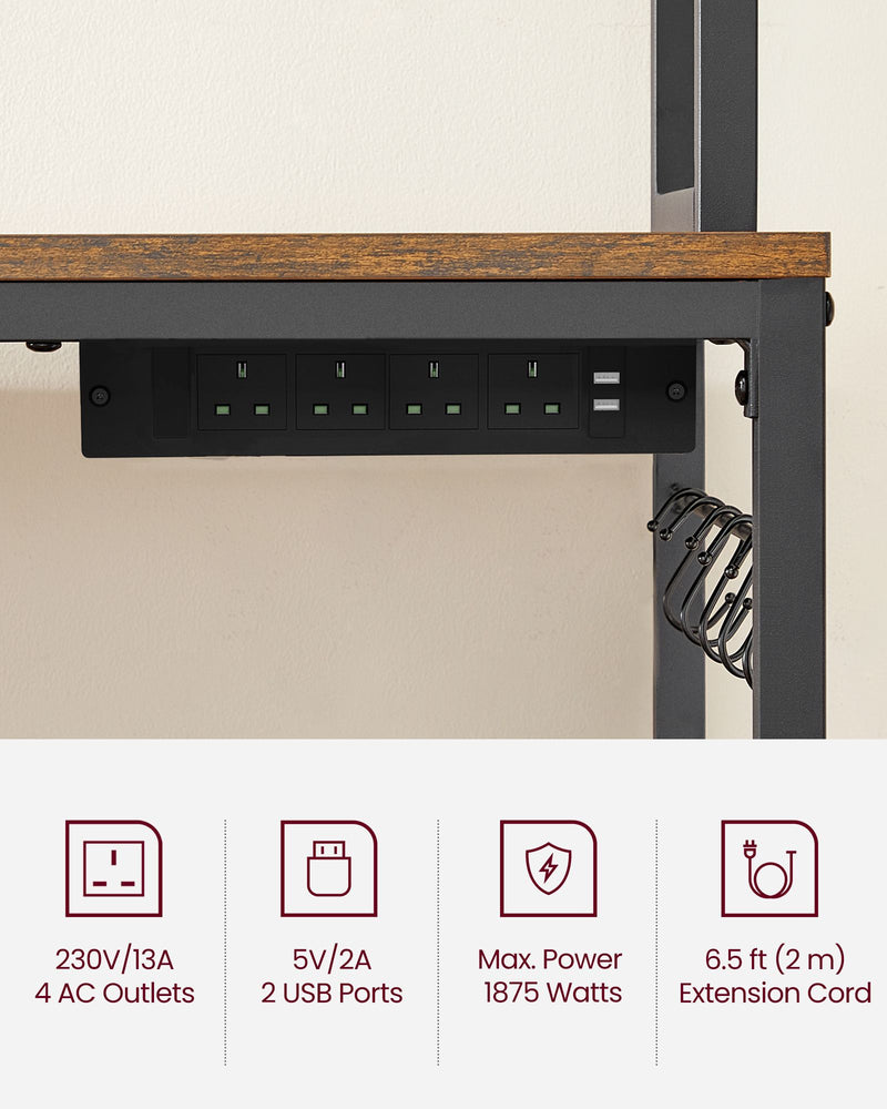 Kitchen Storage Rack with Shelves and Built In Power Outlet for Appliances by Vasagle