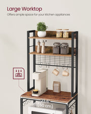 Kitchen Storage Rack with Shelves and Built In Power Outlet for Appliances by Vasagle