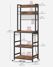 Kitchen Storage Rack with Shelves and Built In Power Outlet for Appliances by Vasagle