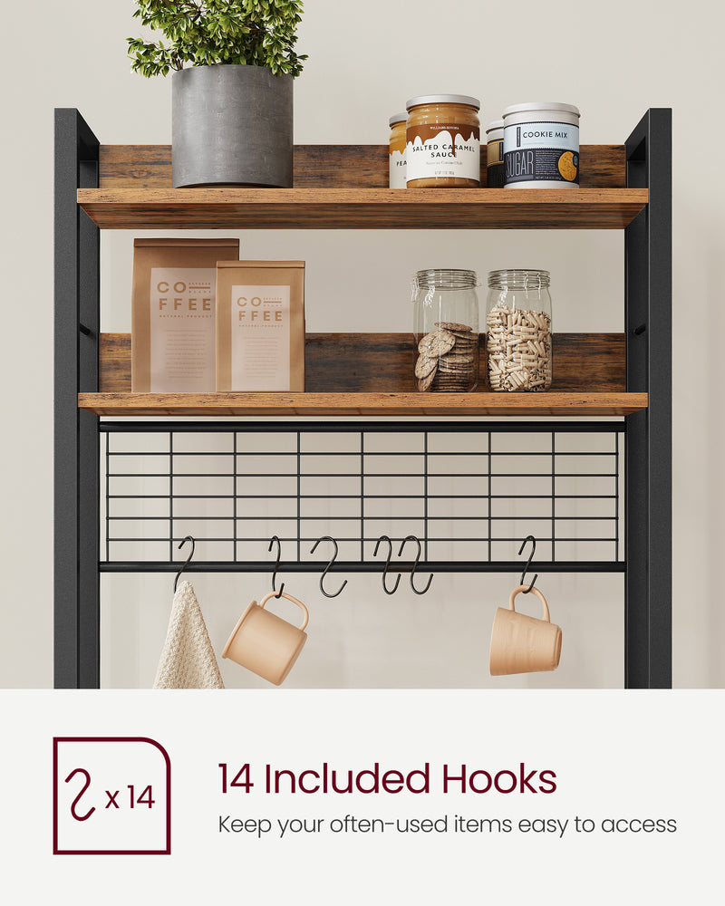 Kitchen Storage Rack with Shelves and Built In Power Outlet for Appliances by Vasagle