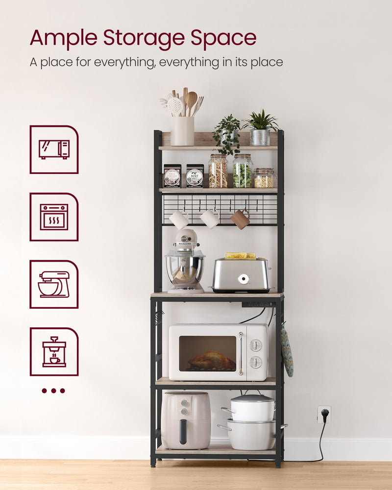 Kitchen Storage Rack with Power Outlet and Shelves for Appliances by Vasagle