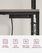 Kitchen Storage Rack with Power Outlet and Shelves for Appliances by Vasagle