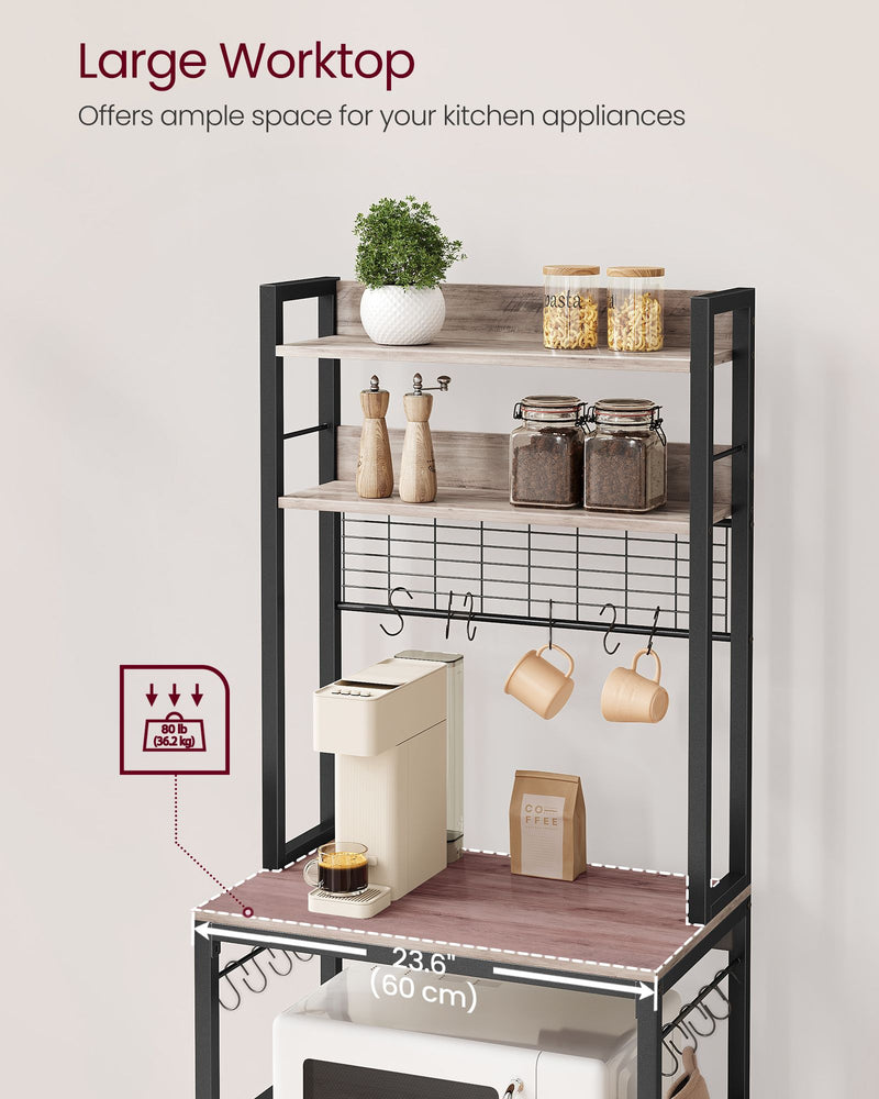 Kitchen Storage Rack with Power Outlet and Shelves for Appliances by Vasagle