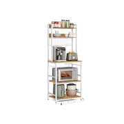 Bakers Rack Kitchen Storage Rack with Power Outlets and Shelves by Vasagle, Rustic Walnut and White,  60x40x170cm
