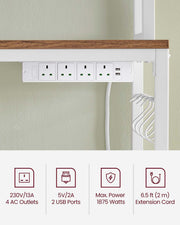 Bakers Rack Kitchen Storage Rack with Power Outlets and Shelves by Vasagle, Rustic Walnut and White,  60x40x170cm