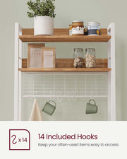 Bakers Rack Kitchen Storage Rack with Power Outlets and Shelves by Vasagle, Rustic Walnut and White,  60x40x170cm