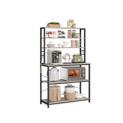Vasagle rustic kitchen storage rack, lifestyle shot with kitchenware
