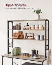 Kitchen storage rack middle worktop shelf with microwave