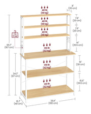 Oak and White Kitchen Storage Rack with Shelves 100 cm Wide Freestanding Unit by Vasagle