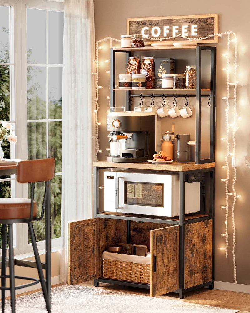 Kitchen Bakers Rack with Power Outlet and Storage Shelves for Appliances by Vasagle