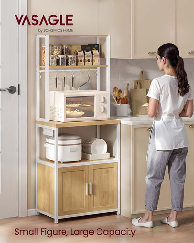 Bakers Rack with Power Outlet and Storage Shelves for Kitchen Organisation by Vasagle
